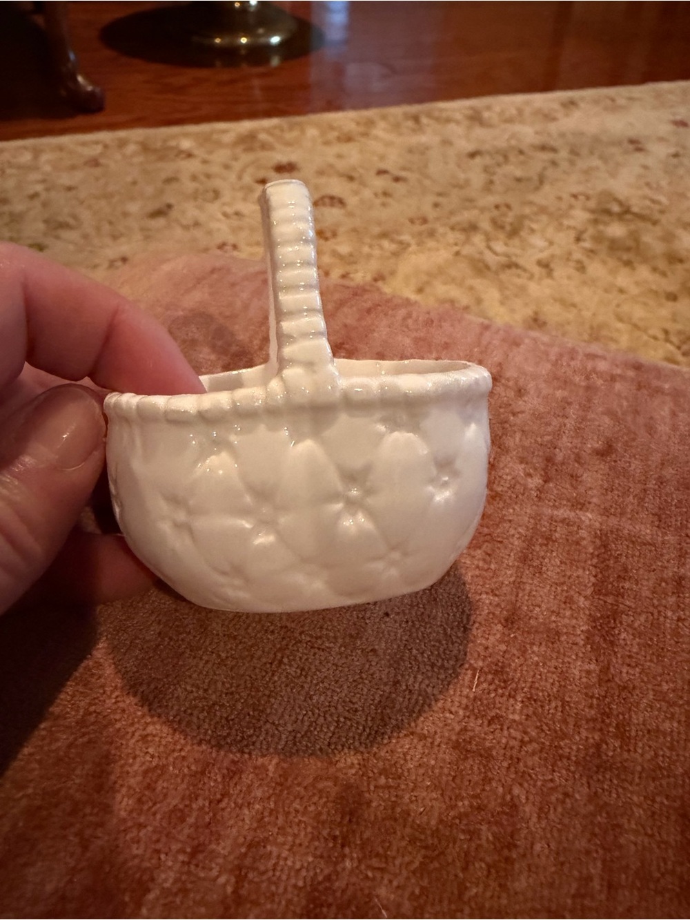 White Ceramic Basket Accent Vase - Decorative Home Accent